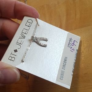 Cubic zirconia wishbone necklace fashion jewelry